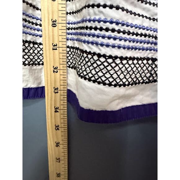 Y2K Big Buttons Dress Baby Doll Embroidered Dress Short Blue and White Sz Large - Picture 6 of 6